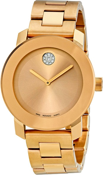 Movado Bold Rose Gold Dial Rose Gold Steel Strap Watch for Women - 3600086