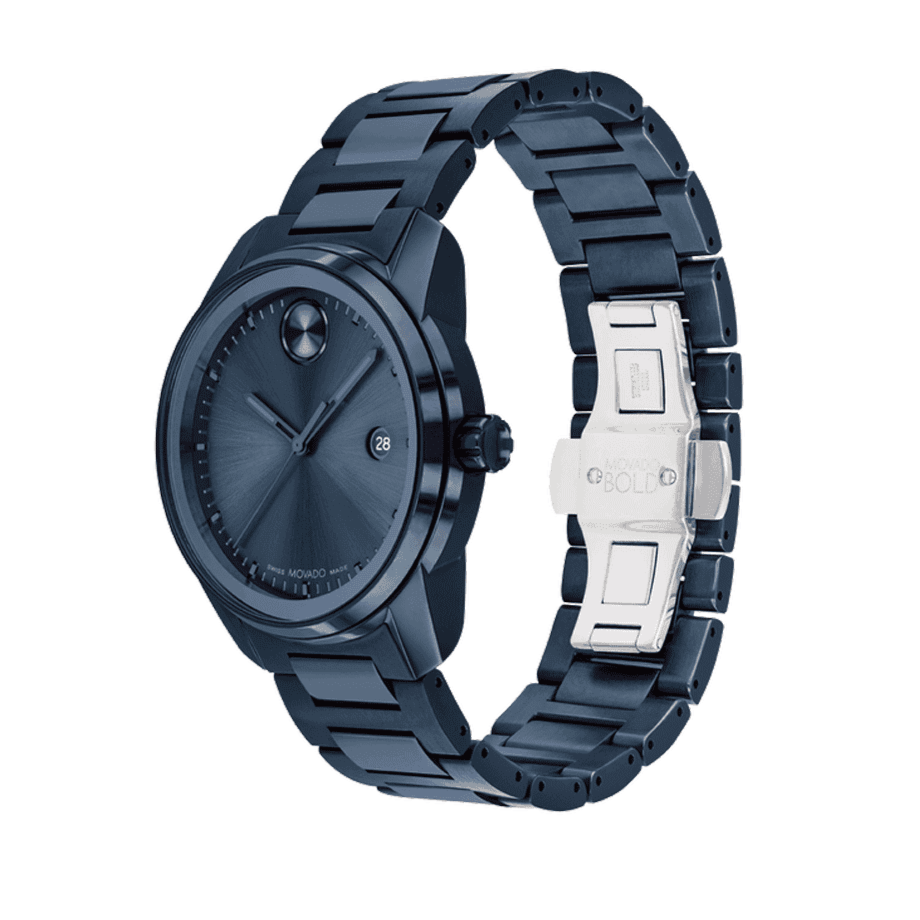 Movado Bold Verso Blue Dial Blue Steel Strap Watch for Men - 3600862