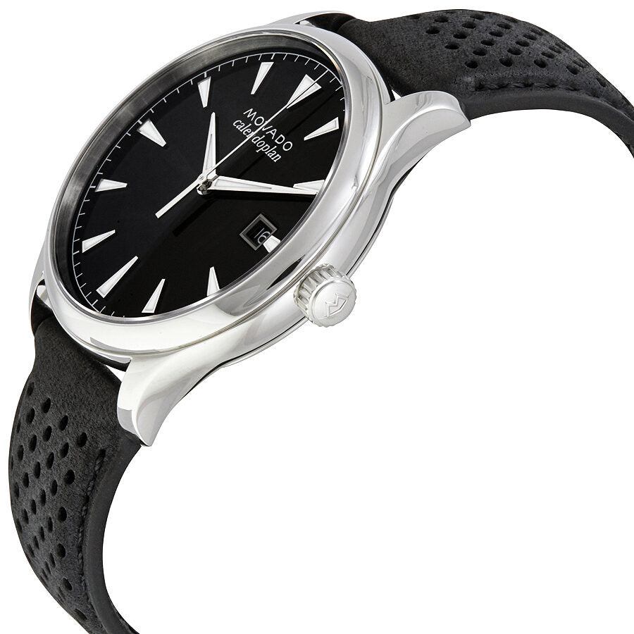 Movado Heritage Calendoplan Black Dial Black Leather Strap Watch for Men - 3650004