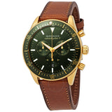Movado Heritage Chronograph Green Dial Brown Leather Strap Watch For Men - 3650062