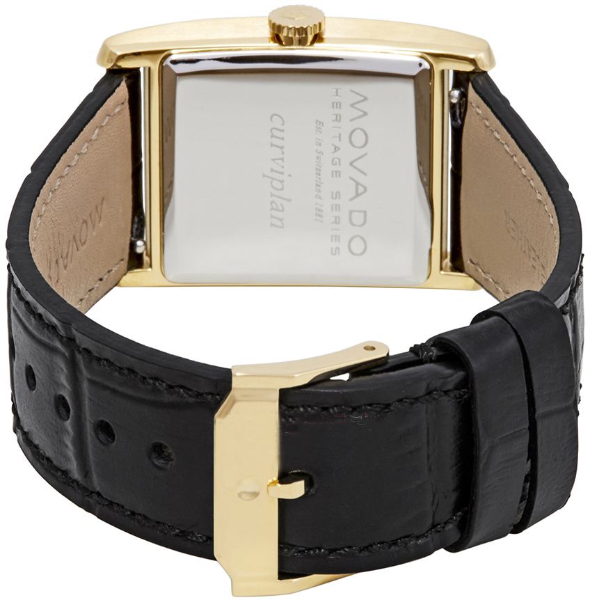 Movado Heritage Mother of Pearl White Dial Black Leather Strap Watch For Women - 3650050