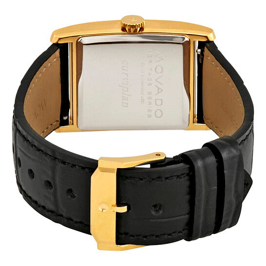 Movado Heritage Mother of Pearl White Dial Black Leather Strap Watch For Women - 3650050