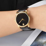 Movado Museum Black Dial Black Leather Strap Watch For Men - 0607014