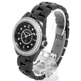 Chanel J12 Diamonds Ceramic Black Dial Black Steel Strap Watch for Women - J12 H3108
