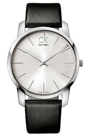 Calvin Klein City White Dial Black Leather Strap Watch For Men - K2G211C6