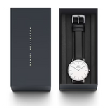 Daniel Wellington Classic Sheffield White Dial Black Leather Strap Watch For Men - DW00100020