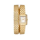 Michael Kors Emery Pave Double Wrap White Dial Gold Steel Strap Watch for Women - MK4833