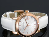 Burberry The City Diamonds White Dial White Leather Strap Watch for Women - BU9130