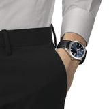 Tissot Gentleman Powermatic 80 Silicium Blue Dial Black Leather Strap Watch For Men - T127.407.16.041.01