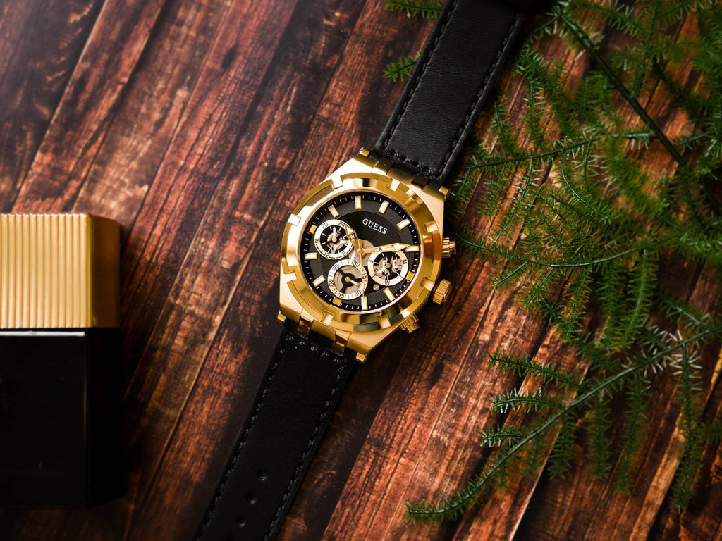 Guess Continental Black Dial Black Rubber Strap Watch for Men - GW0262G2