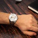 Tommy Hilfiger Weston Chronograph Silver Dial Brown Leather Strap Watch For Men - 1710501