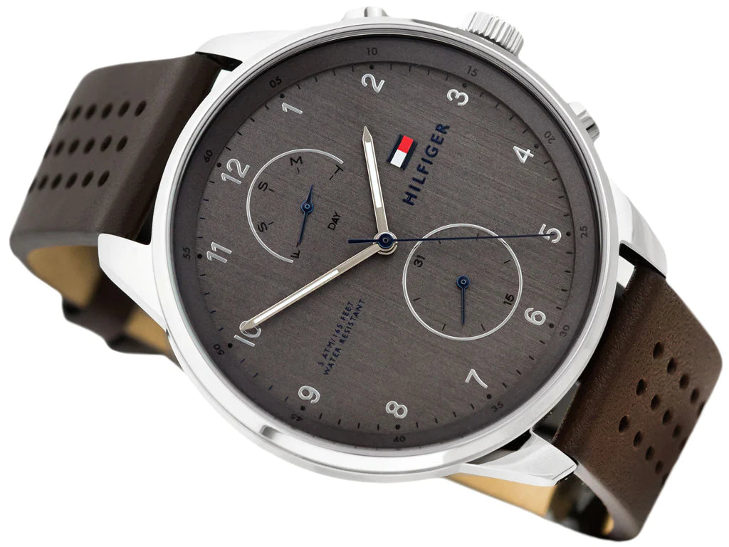 Tommy Hilfiger Chase Quartz Brown Dial Brown Leather Strap Watch for Men - 1791579