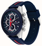 Tommy Hilfiger Clark Chronograph Blue Dial Black Leather Strap Watch For Men - 1792083