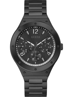 Guess Scope Multifunction Black Dial Black Steel Strap Watch for Men - GW0454G3