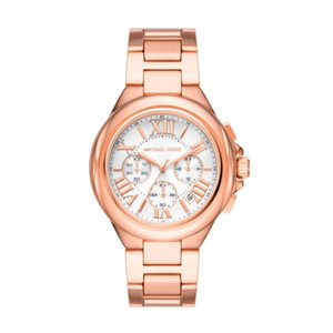 Michael Kors Camille Chronograph White Dial Rose Gold Steel Strap Watch For Women - MK7271