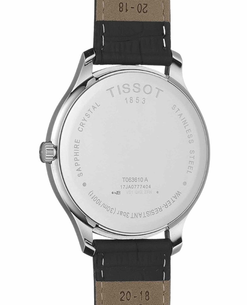 Tissot T Classic Tradition Blue Dial Black Leather Strap Watch For Men - T063.610.16.047.00
