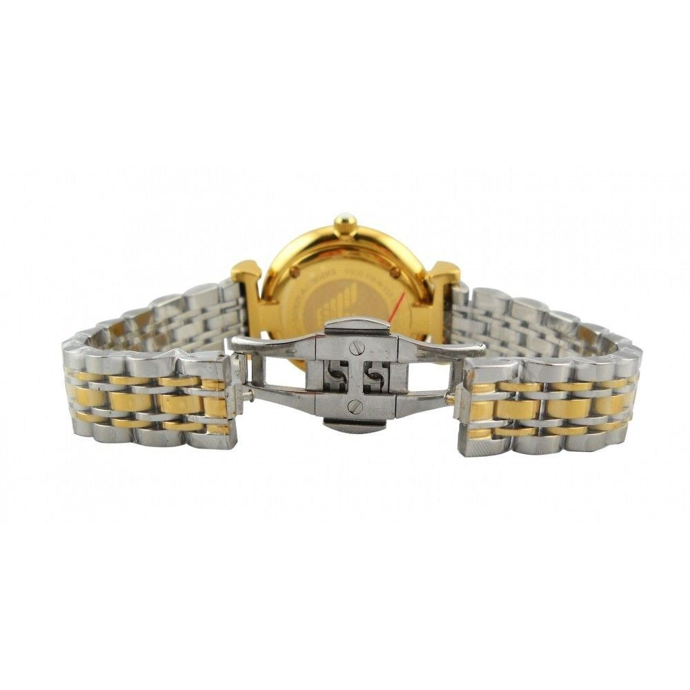 Emporio Armani Gianni T Bar Analog White Dial Two Tone Steel Strap Watch For Women - AR2076