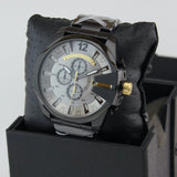Diesel Mega Chief Chronograph Grey Dial Black Steel Strap Watch For Men - DZ4479