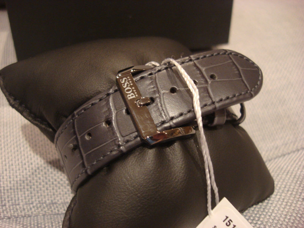 Hugo Boss Onyx Grey Dial Black Leather Strap Watch for Men - 1513366