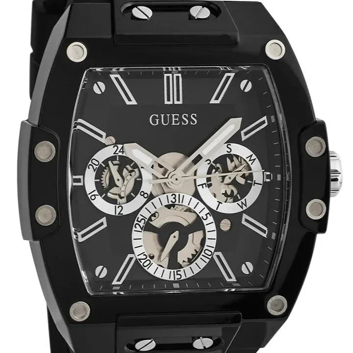 Guess Phoenix Multifunction Black Dial Black Rubber Strap Watch for Men - GW0203G3