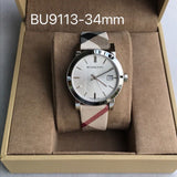 Burberry The City White Dial Brown Leather Strap Watch for Women - BU9113
