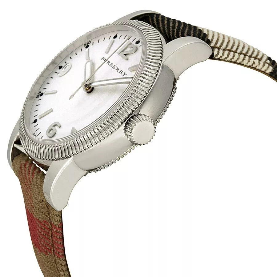 Burberry Utilitarian White Dial Multicolor Leather Strap Watch for Women - BU7824