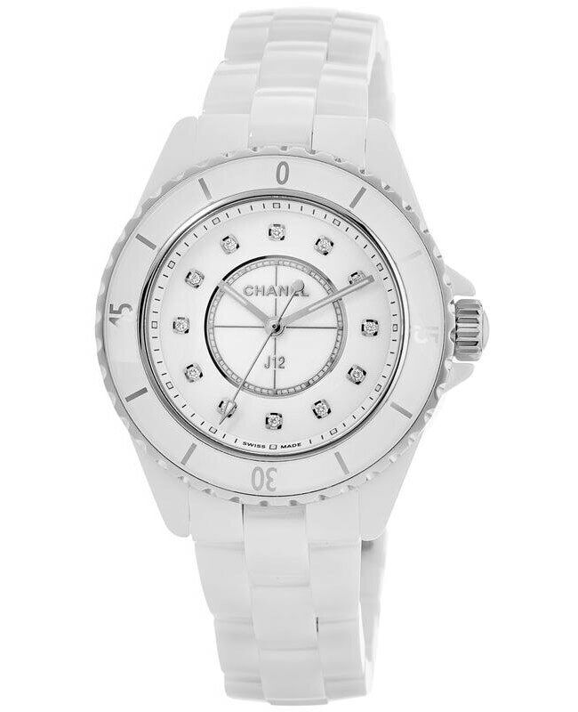 Chanel J12 Quartz Diamonds White Dial White Steel Strap Watch for Women - J12 H5703