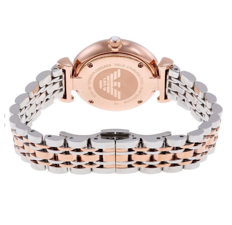 Emporio Armani Gianni T Bar White Dial Two Tone Steel Strap Watch For Women - AR1926