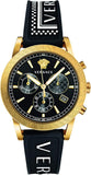 Versace Sports Tech Chronograph Black Dial Black Rubber Strap Watch for Men - VELT00119