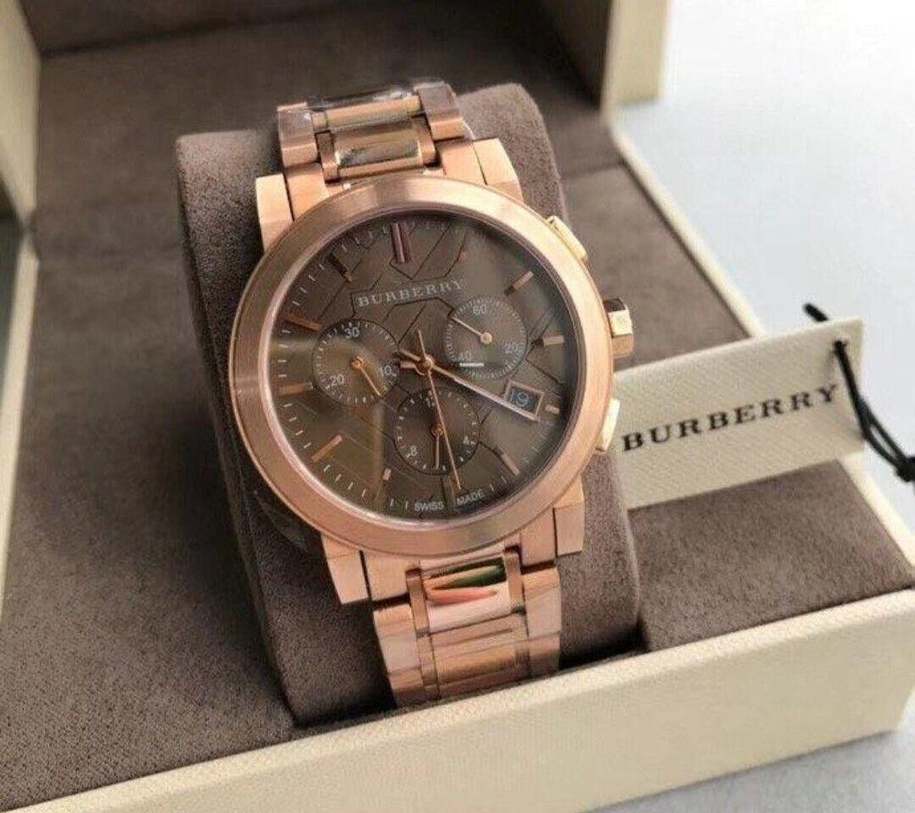 Burberry The City Grey Dial Rose Gold Steel Strap Unisex Watch - BU9754