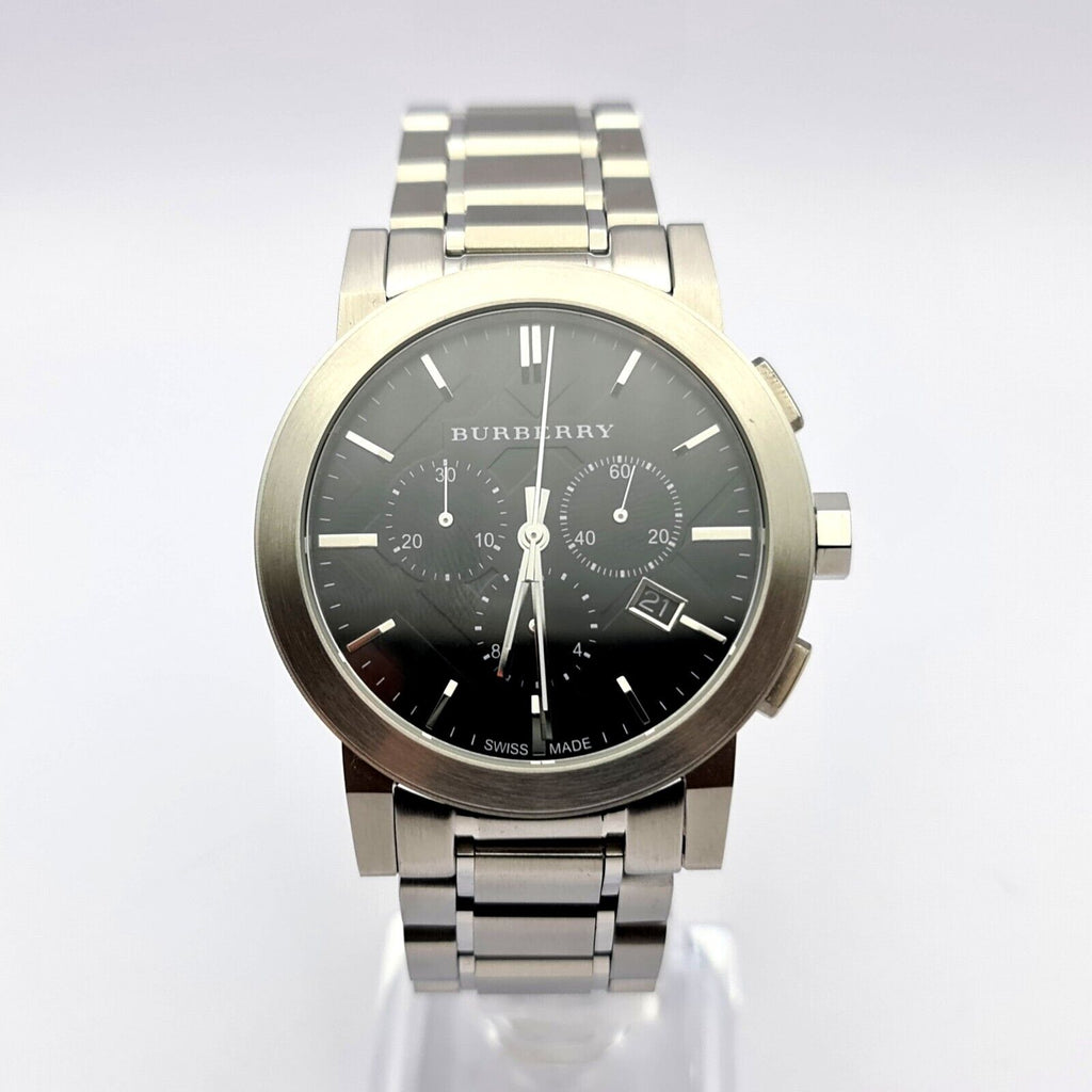 Burberry The City Black Dial Silver Steel Strap Watch for Men - BU9351