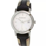 Burberry The City White Dial Black Haymarket Leather Strap Watch for Women - BU9150