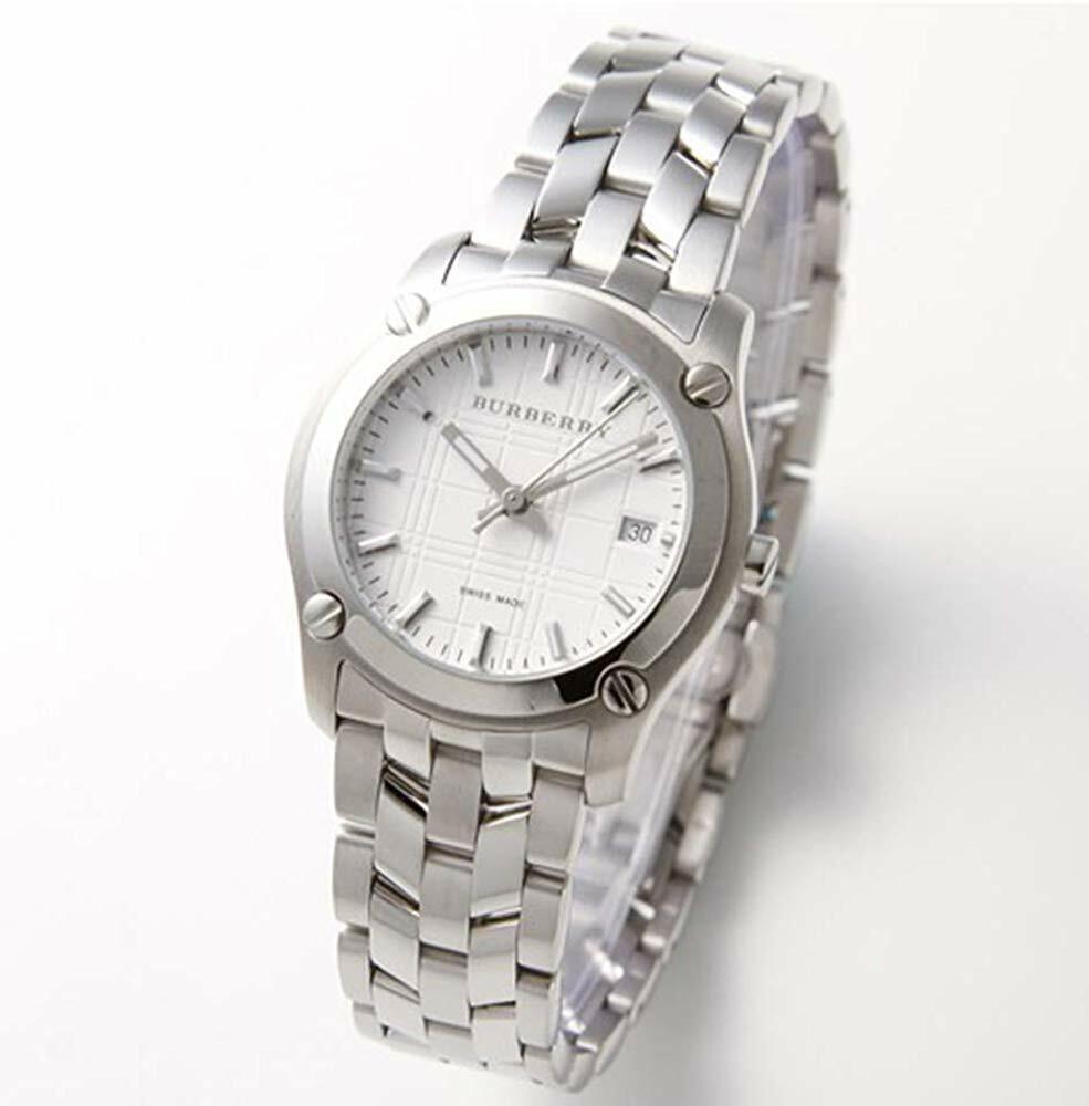 Burberry Heritage Check White Dial Silver Steel Strap Watch for Women - BU1853