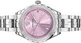 Versace Hellenyium Pink Dial Silver Steel Strap Watch for Women - V12010015