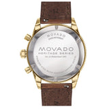 Movado Heritage Chronograph Green Dial Brown Leather Strap Watch For Men - 3650062