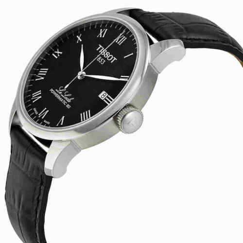 Tissot Le Locle Powermatic 80 Black Dial Black Leather Strap Watch For Men - T006.407.16.053.00