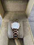 Burberry The City White Dial Rose Gold Steel Strap Watch for Women - BU9204