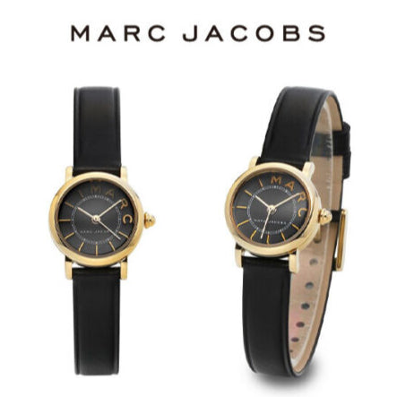 Marc Jacobs Roxy Black Dial Black Leather Strap Watch for Women - MJ1585