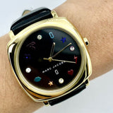 Marc Jacobs Mandy Black Dial Black Leather Strap Watch for Women - MJ1597