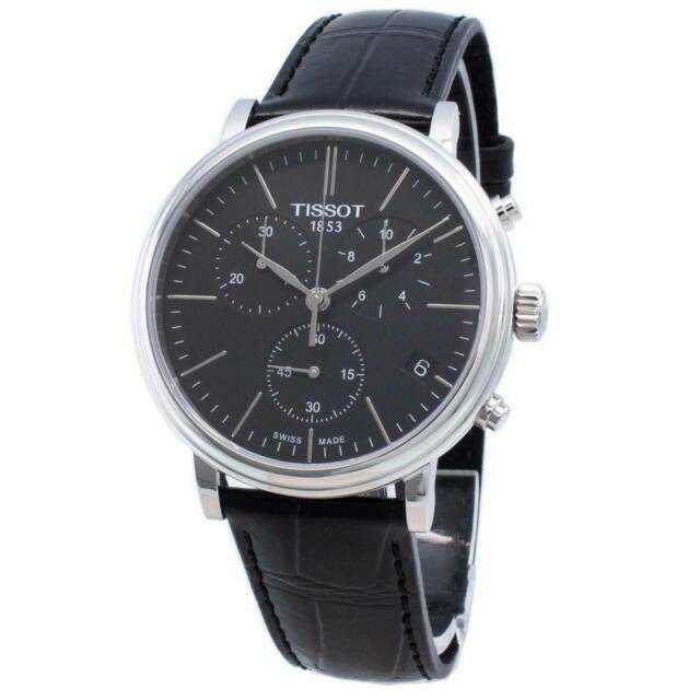 Tissot Carson Premium Chronograph Black Dial Black Leather Strap Watch For Men - T122.417.16.051.00