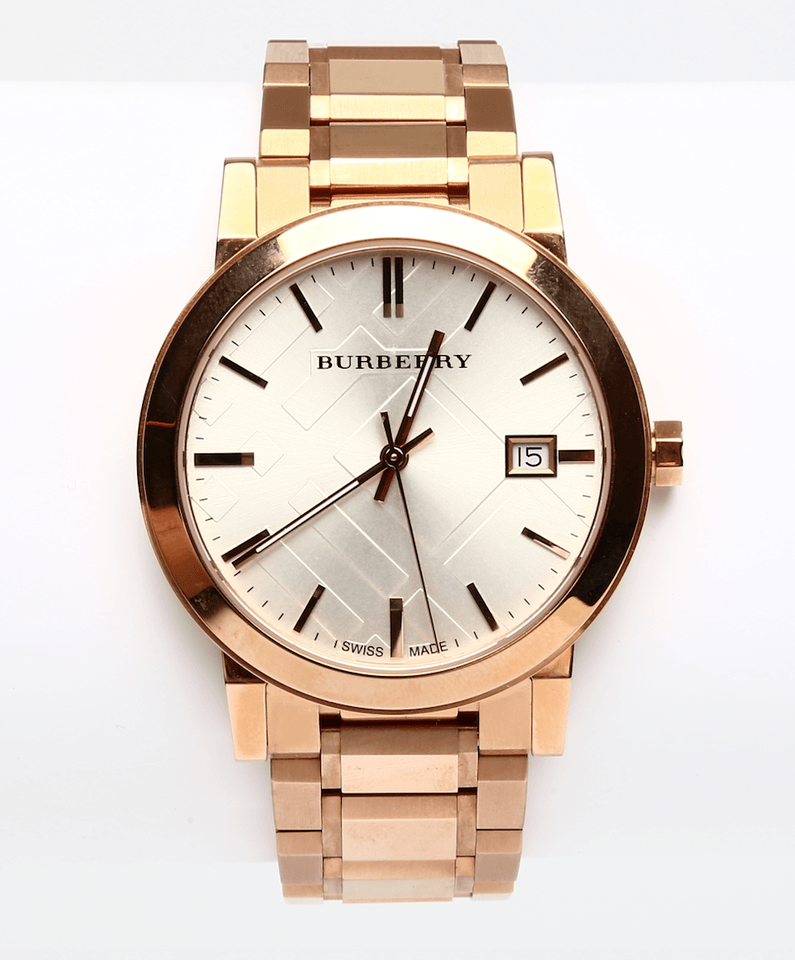 Burberry The City White Dial Rose Gold Steel Strap Watch for Women - BU9004