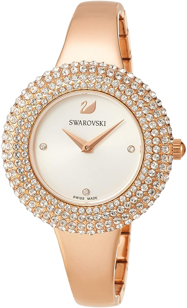Swarovski Crystal Rose Silver Dial Rose Gold Steel Strap Watch for Women - 5484073
