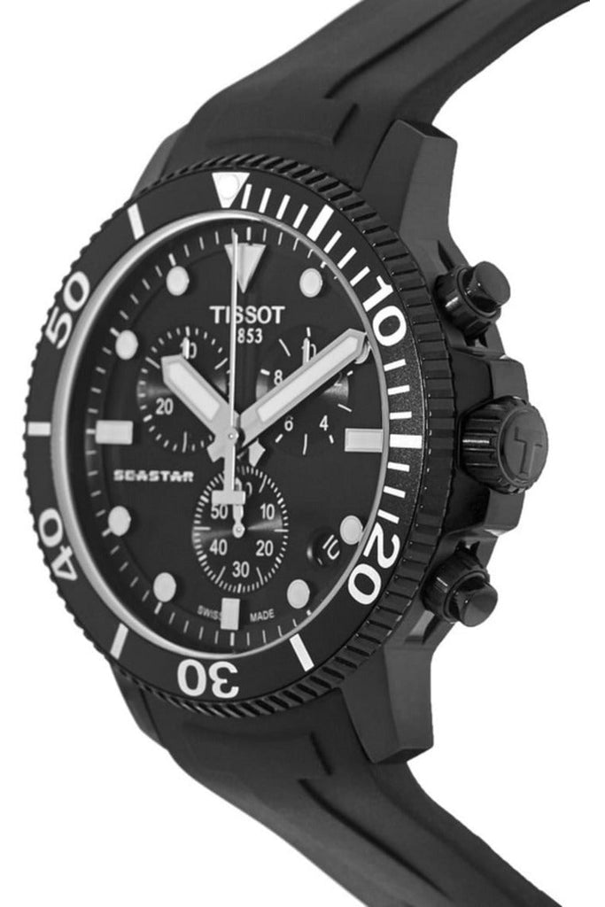 Tissot Seastar 1000 Chronograph Black Dial Black Rubber Strap Watch For Men - T120.417.37.051.02