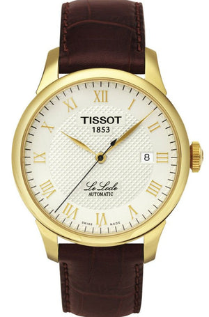 Tissot Le Locle Automatic Gold Dial Brown Leather Strap Watch For Men - T41.5.413.73