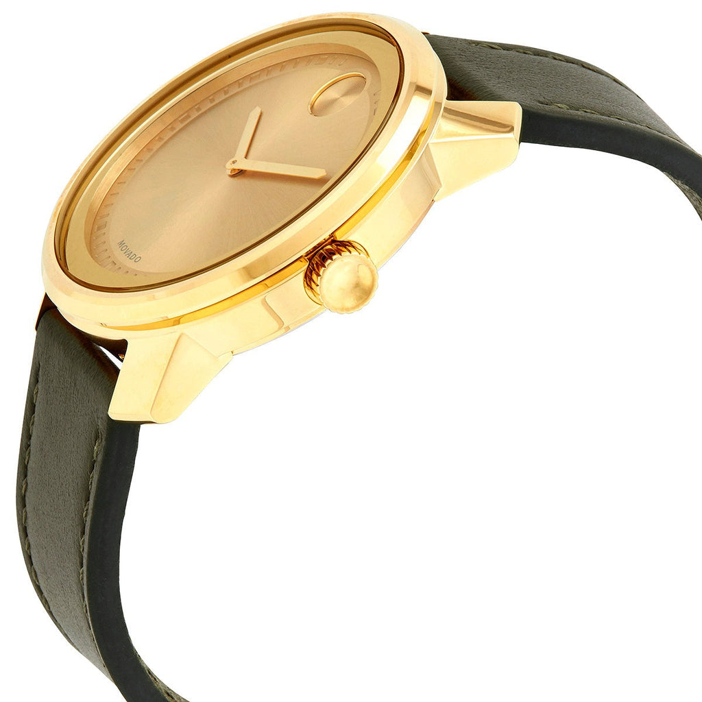 Movado Bold Gold Dial Blue Leather Strap Watch For Men - 3600469
