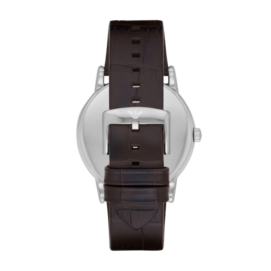 Emporio Armani Luigi Quartz Gray Dial Brown Leather Strap Watch For Men - AR1996