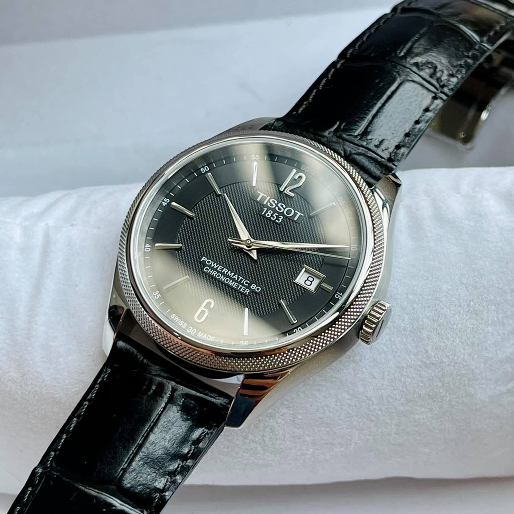 Tissot Ballade Powermatic 80 Cosc Black Dial Black Leather Strap Watch For Men - T108.408.16.057.00