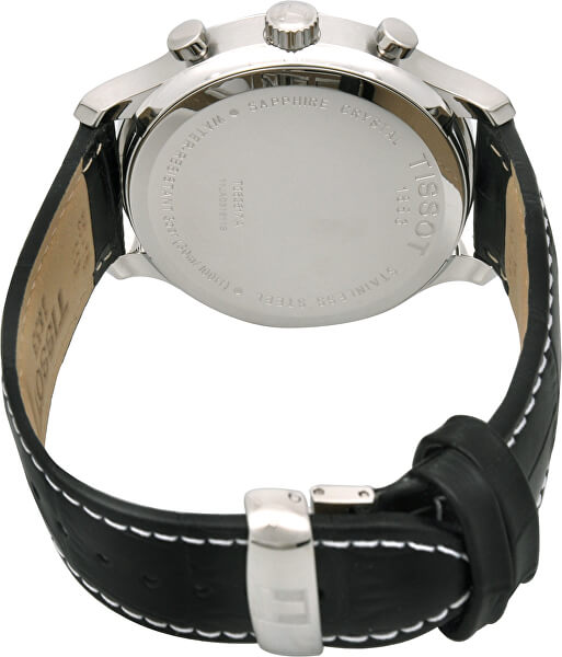 Tissot T Classic Tradition Chronograph Black Dial Black Leather Strap Watch For Men - T063.617.16.057.00