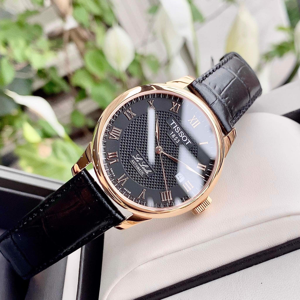 Tissot T Classic Le Locle Automatic Black Dial Black Leather Strap Watch For Men - T41.5.423.53