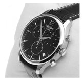 Tissot T Classic Tradition Chronograph Black Dial Black Leather Strap Watch For Men - T063.617.16.057.00